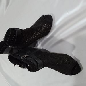 Vince Camuto, open toe, chunky heel booties